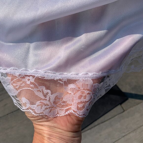 Vintage 90s Satin Full Slip Dress Lace Trim Lingerie Fairy Boho Nightie New - Picture 5 of 16